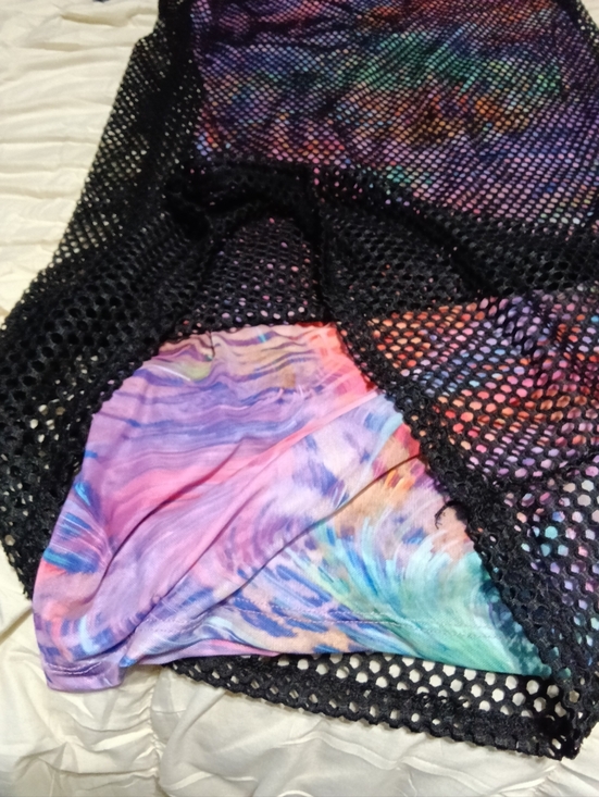Fashion Nova Multicolor Mesh Maxi Skirt - Rainbow Print - Picture 8 of 8